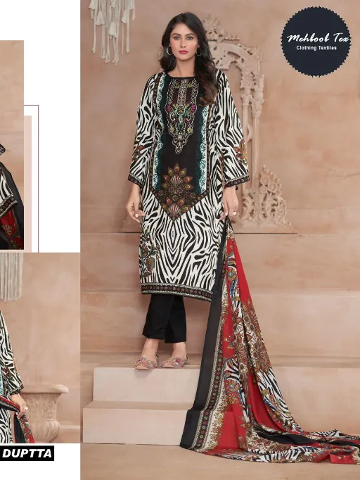 Mehboob Tex 1455 Cotton Print With Embroidery Work Salwar Kameez