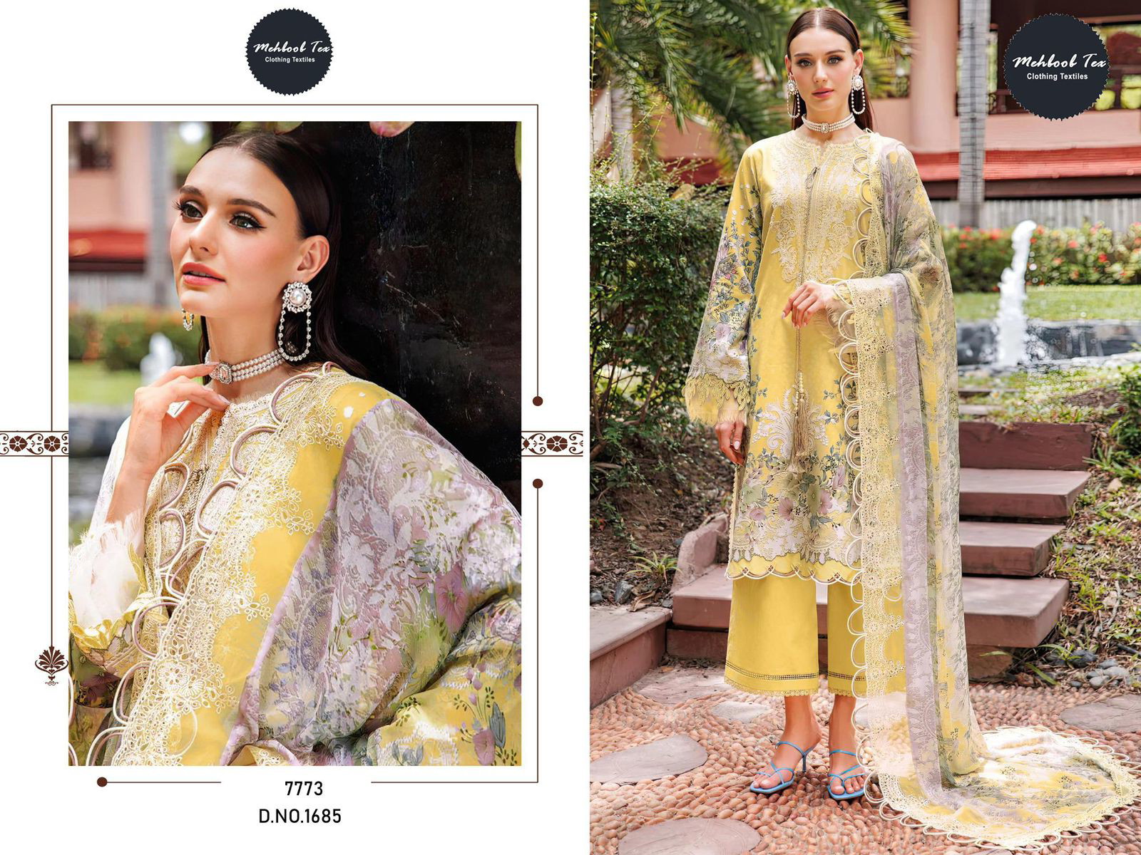 Mehboob Tex 1685 Wholesale Pure Cotton Embroidered Pakistani Suit