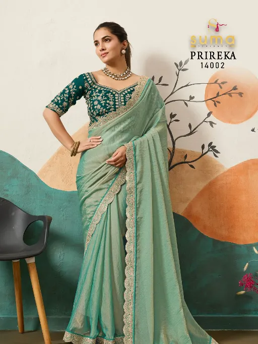 Suma Designer Prireka NC Moss with Coding & Sequence Saree - Image 6