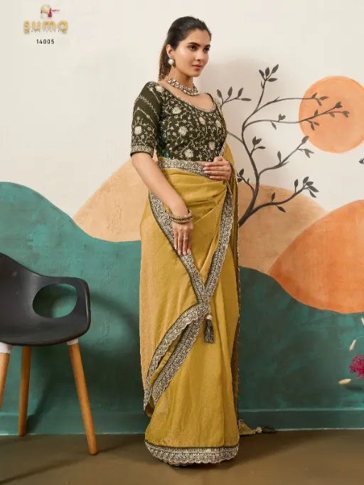 Suma Designer Prireka NC Moss with Coding & Sequence Saree - Image 7
