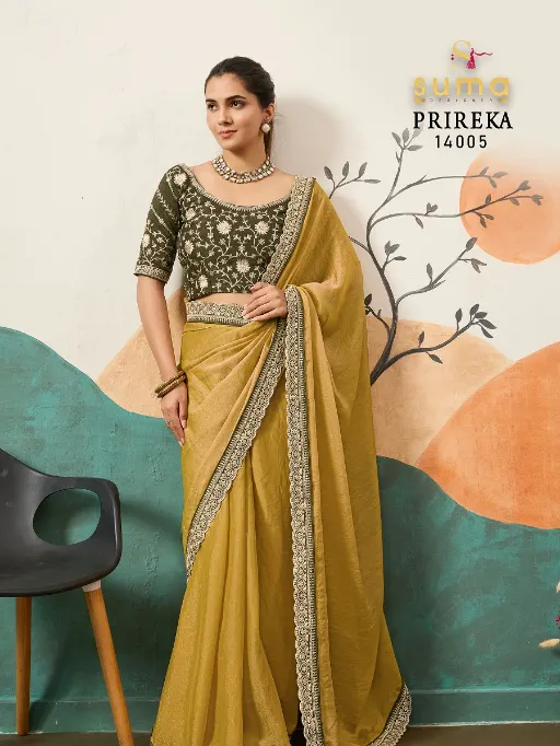 Suma Designer Prireka NC Moss with Coding & Sequence Saree - Image 2