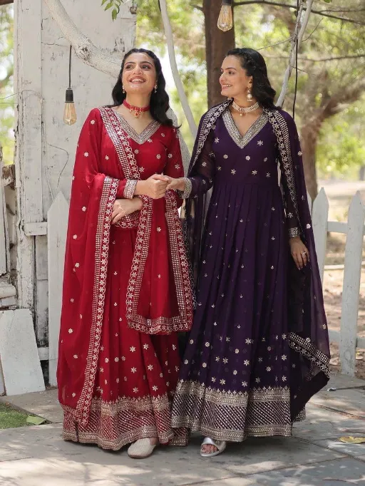Tapi-233 Readymade Heavy Embroidered Fox Georgette Gown with Dupatta