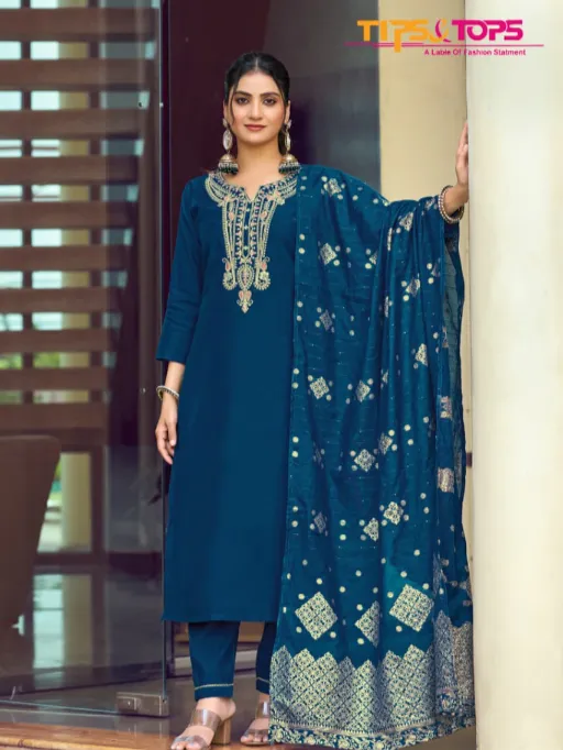 Tips & Tops MAAHI Vol 02 Readymade Wholesale Roman Silk Suit - Image 5