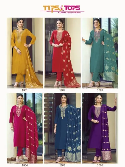 Tips & Tops MAAHI Vol 02 Readymade Wholesale Roman Silk Suit - Image 6