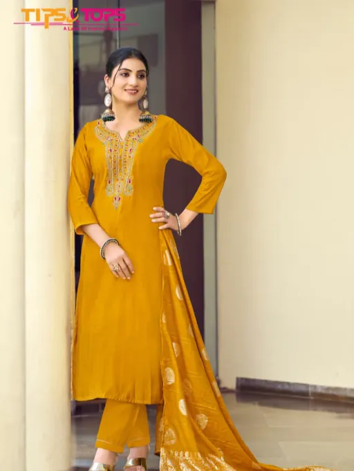 Tips & Tops MAAHI Vol 02 Readymade Wholesale Roman Silk Suit - Image 2