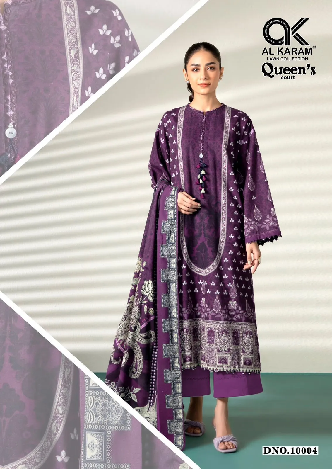 Al Karam Queen Court Vol 10 Cambric Designer Dress Material - Image 2