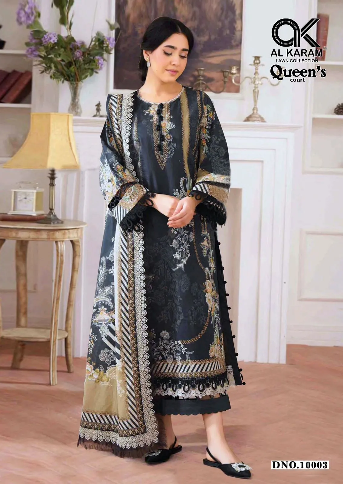 Al Karam Queen Court Vol 10 Cambric Designer Dress Material - Image 3