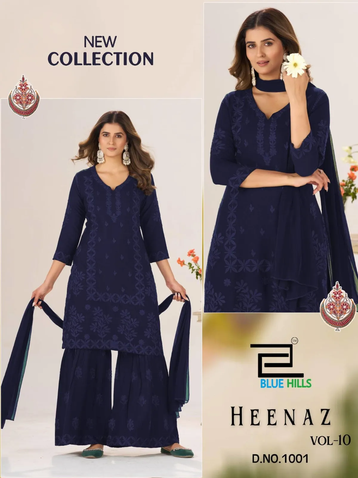 Blue Hills Heenaz Vol 10 Rayon Embroidery Work Kurti Pant Set - Image 3