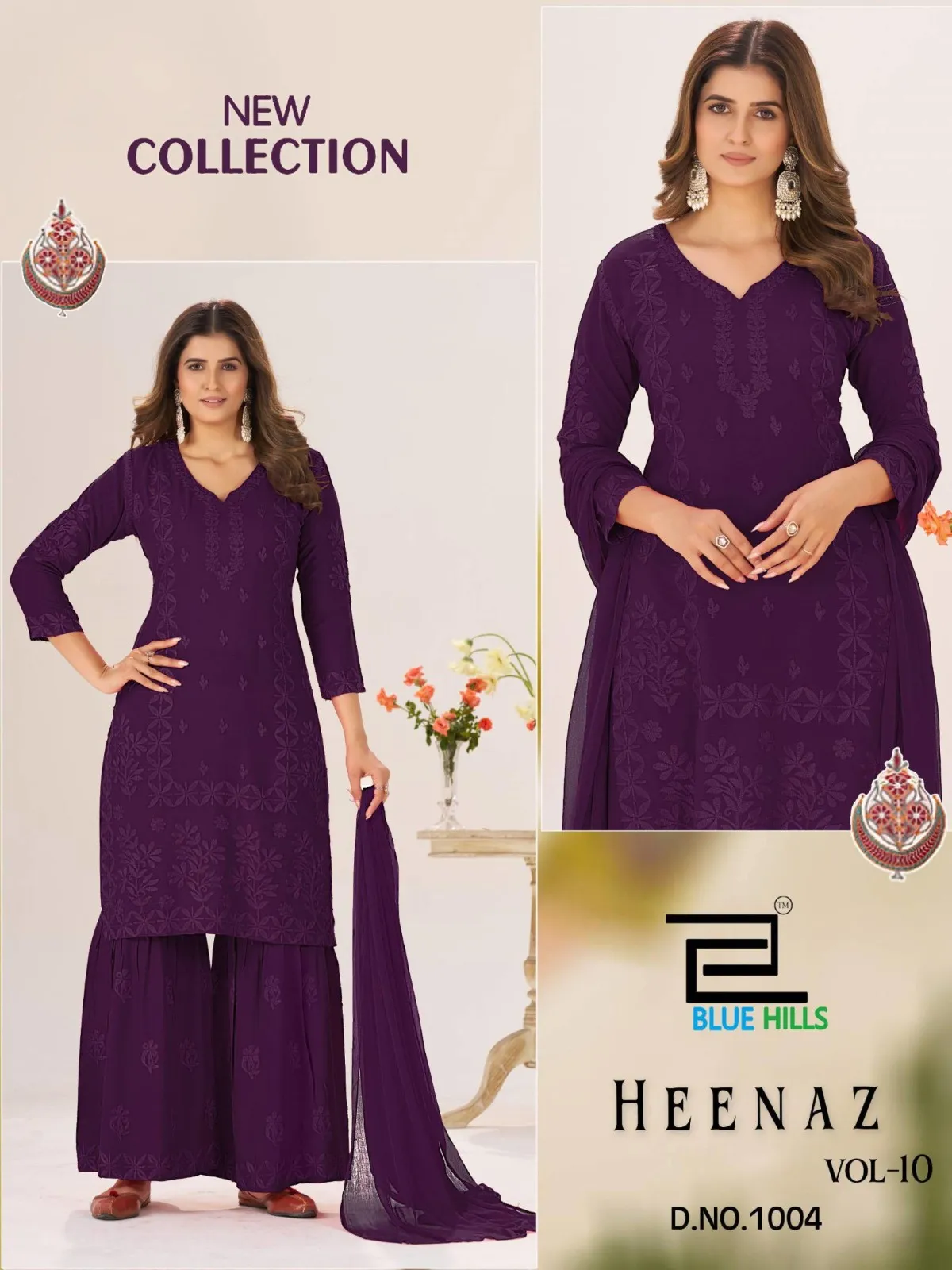 Blue Hills Heenaz Vol 10 Rayon Embroidery Work Kurti Pant Set - Image 5