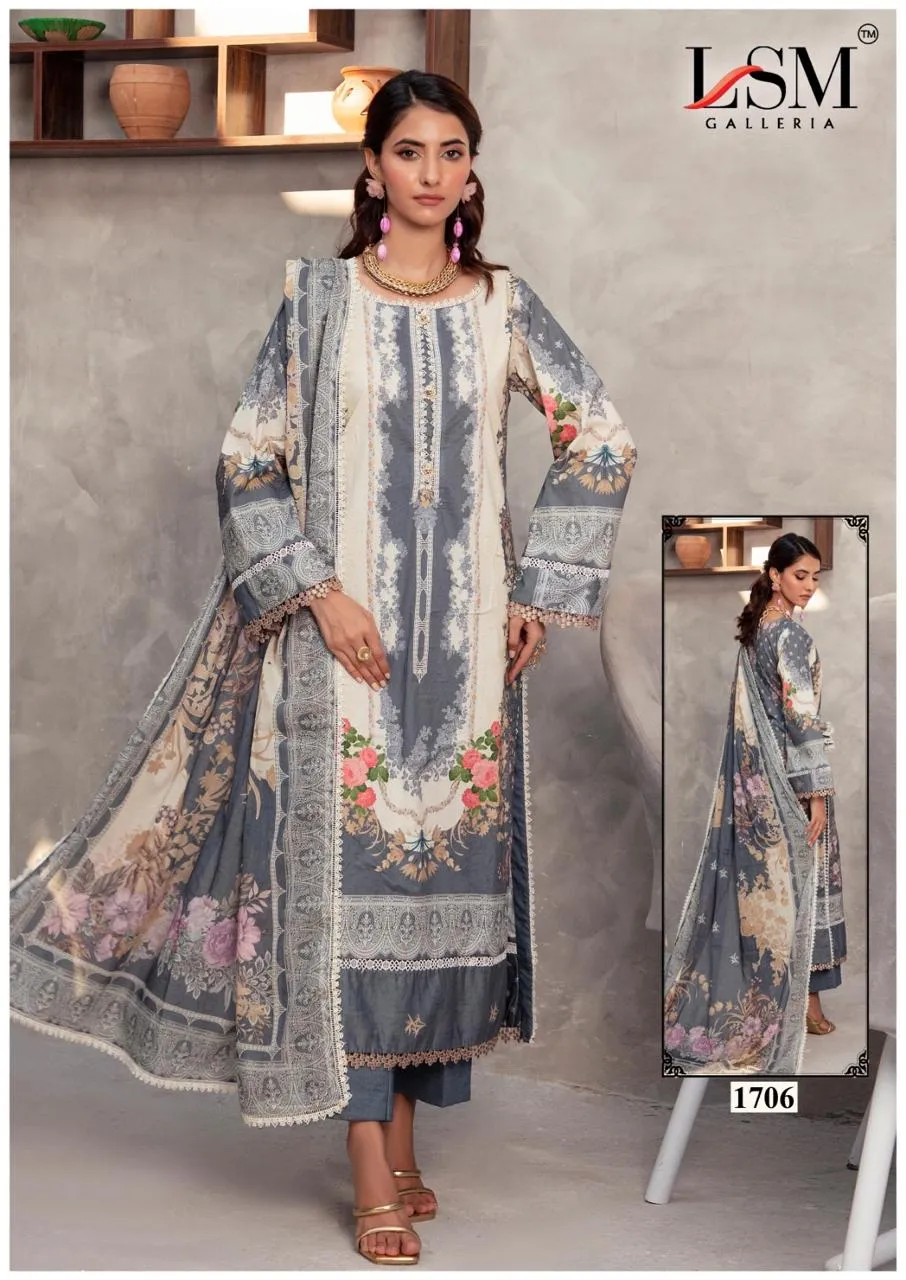 Lsm Parian Dream Vol 17 Lawn Cotton Printed Karachi Dress Material - Image 2