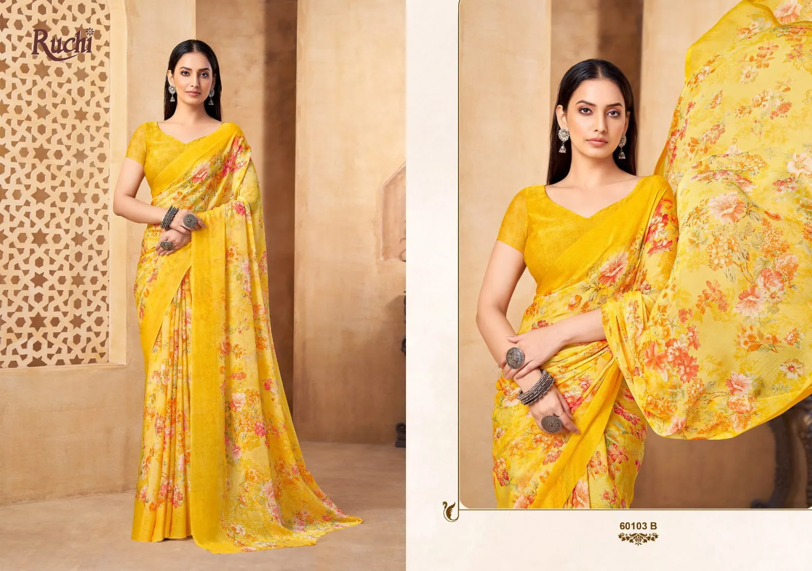 Ruchi Star Chiffon 216 Chiffon Printed Casual Wear Saree - Image 10