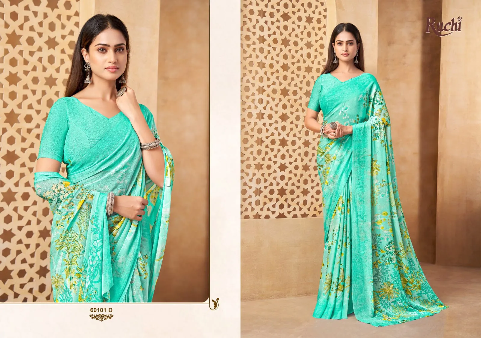 Ruchi Star Chiffon 216 Chiffon Printed Casual Wear Saree - Image 14