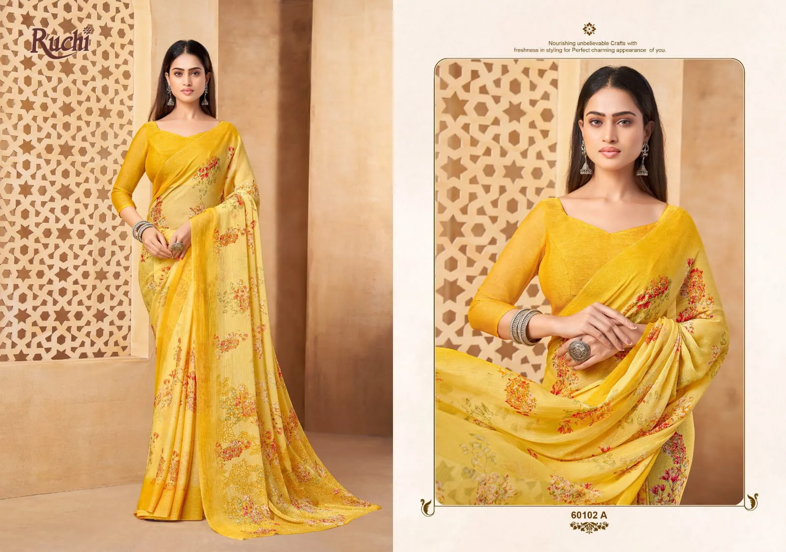 Ruchi Star Chiffon 216 Chiffon Printed Casual Wear Saree - Image 5