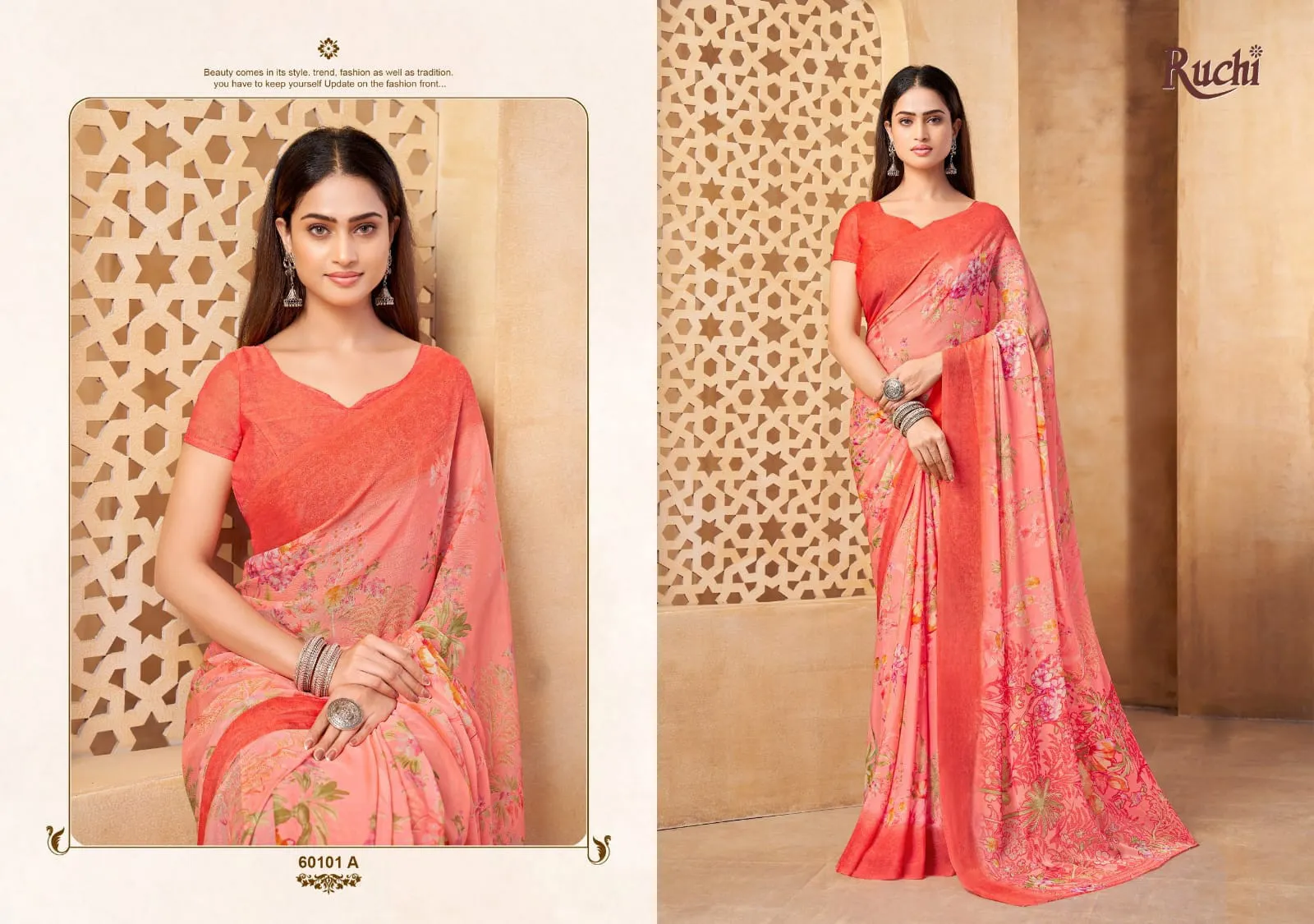 Ruchi Star Chiffon 216 Chiffon Printed Casual Wear Saree - Image 6