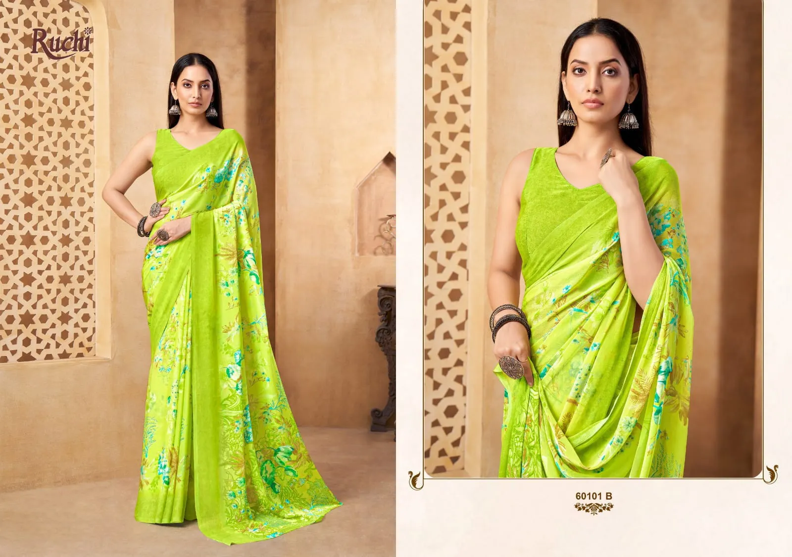Ruchi Star Chiffon 216 Chiffon Printed Casual Wear Saree - Image 7