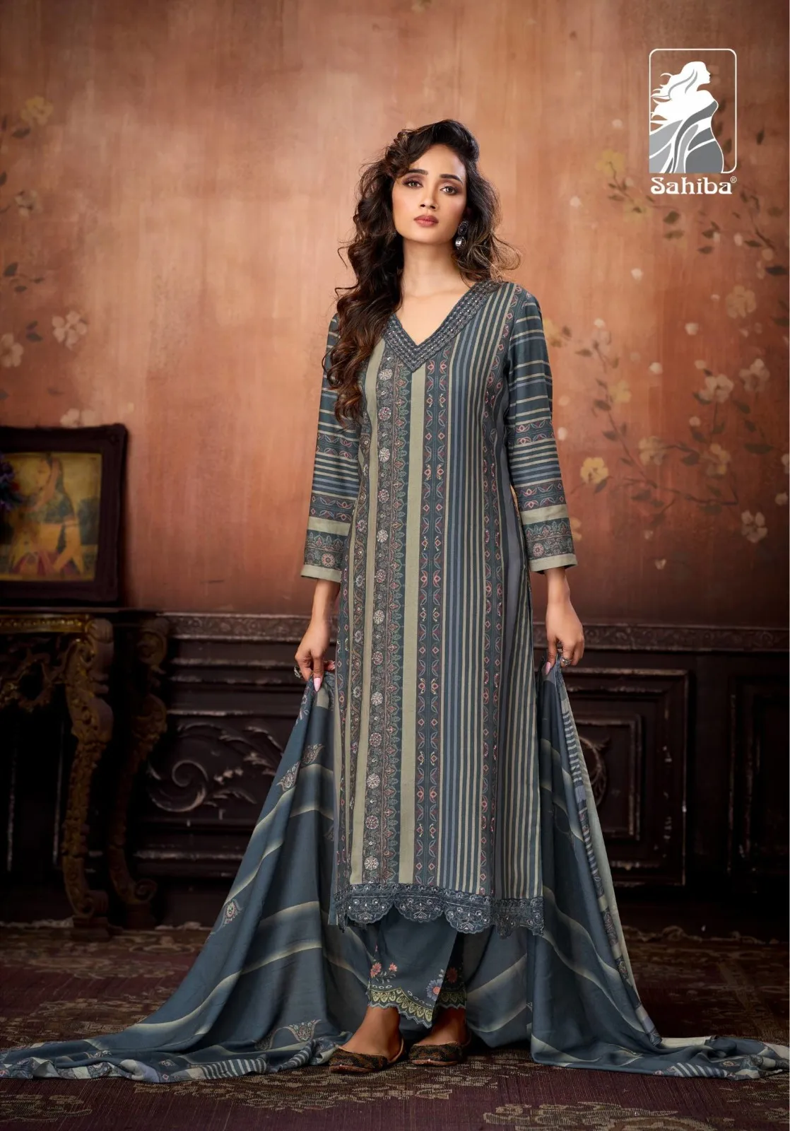 Sahiba Aabisha Pashmina Digital Print Work Salwar Kameez - Image 2