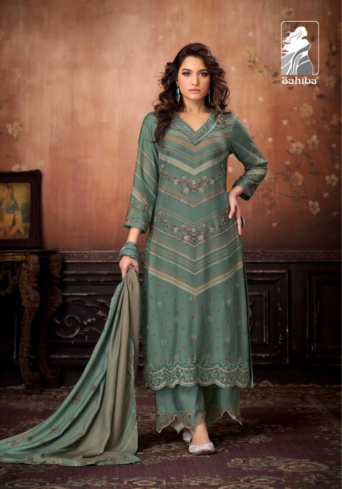 Sahiba Aabisha Pashmina Digital Print Work Salwar Kameez - Image 3