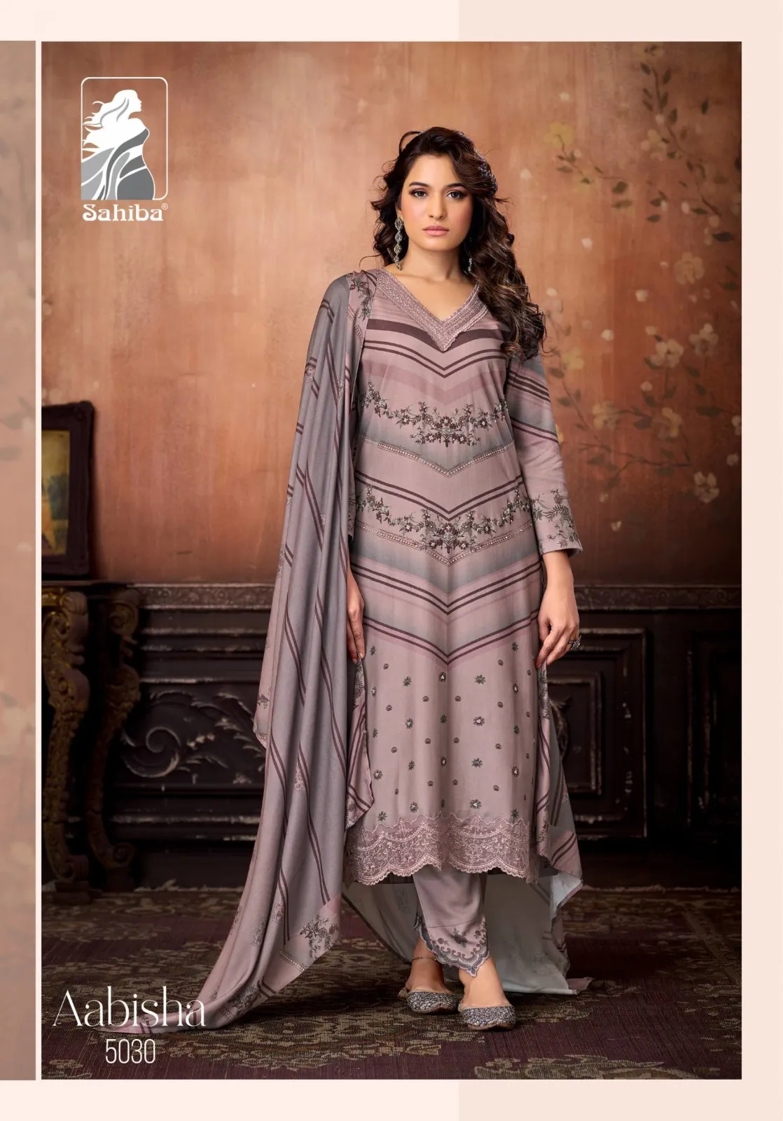 Sahiba Aabisha Pashmina Digital Print Work Salwar Kameez - Image 4