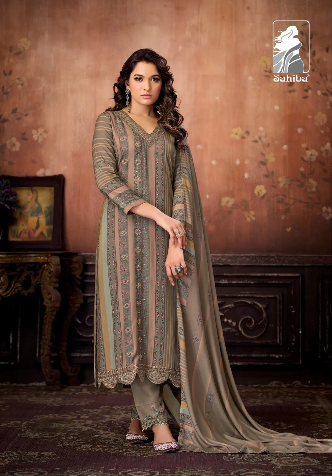 Sahiba Aabisha Pashmina Digital Print Work Salwar Kameez - Image 6