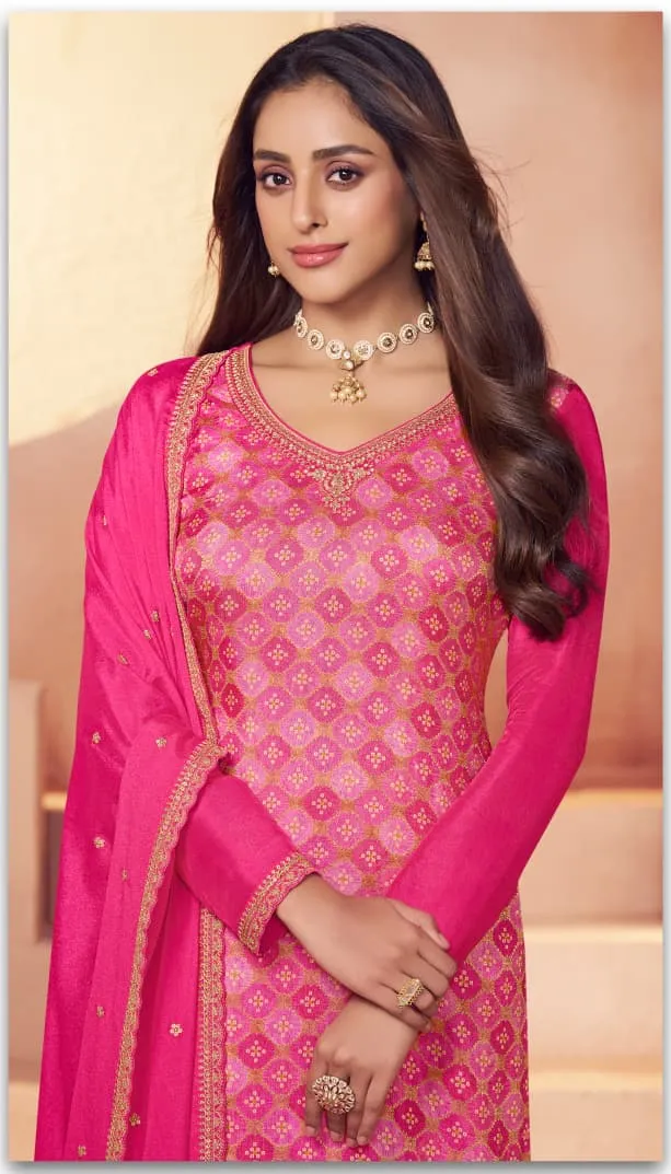 Vinay Kuleesh Aarvi Moga Silk Embroidered Print Designer Salwar Suit