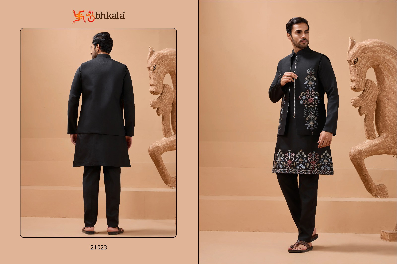 Shubhvastra The Classic Man Viscose Silk Kurta Pajama & Koti Set - Image 7
