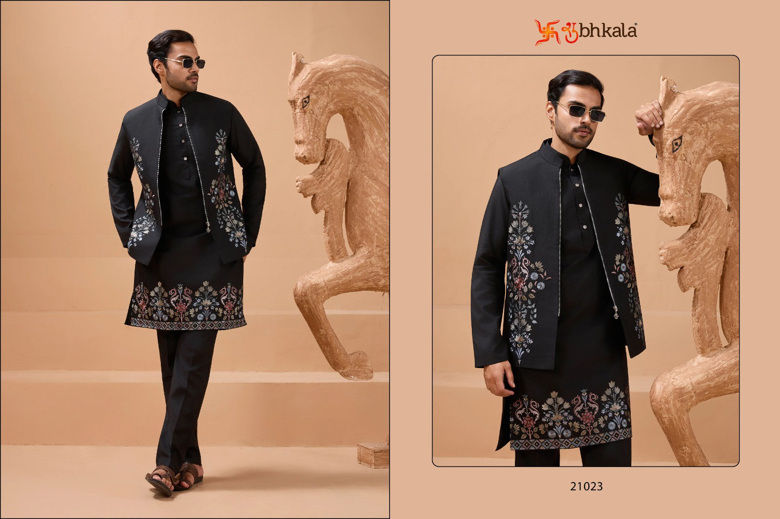 Shubhvastra The Classic Man Viscose Silk Kurta Pajama & Koti Set - Image 5