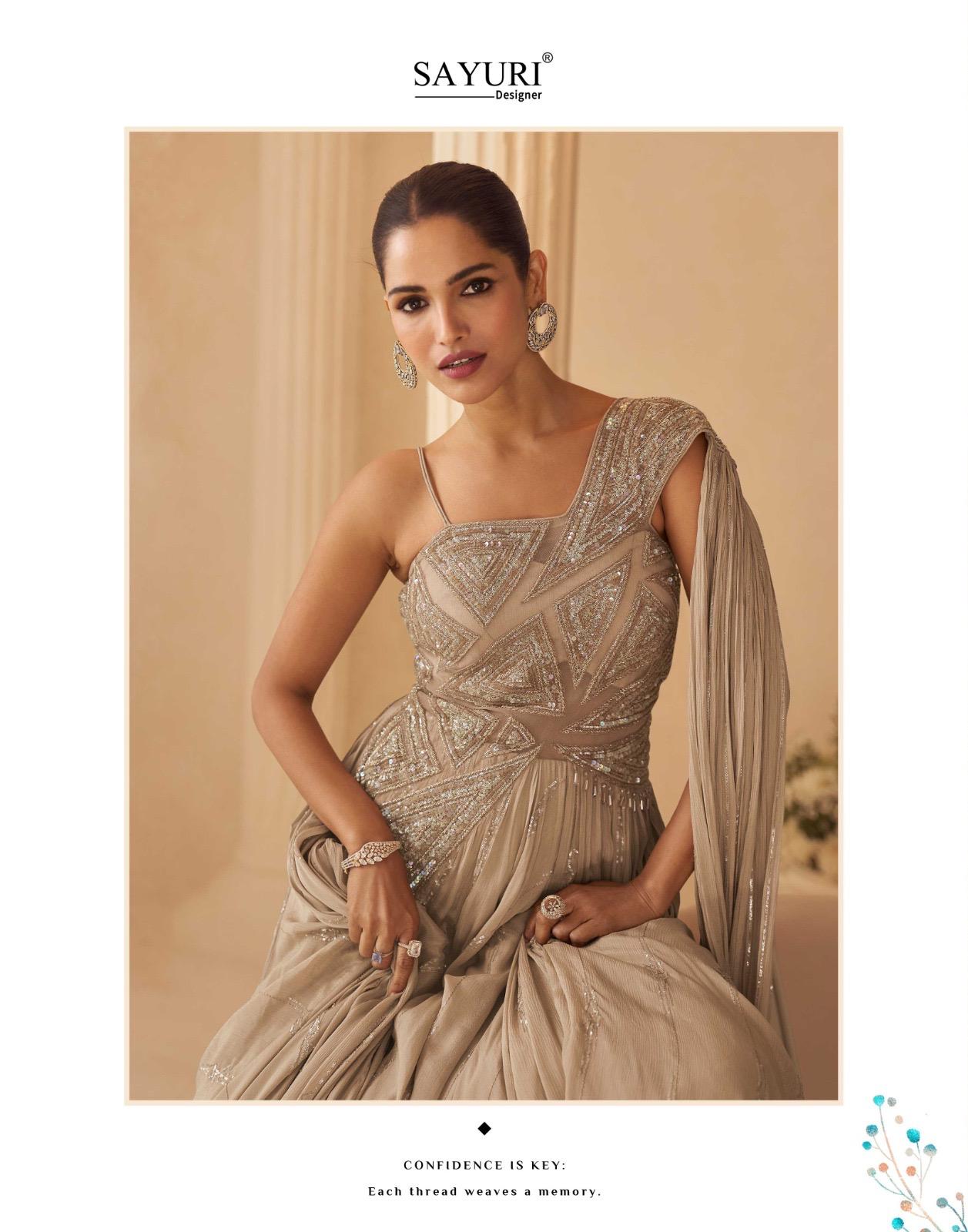 Sayuri Aarohi Chinon Silk Wedding Stylish Work Gown - Image 11