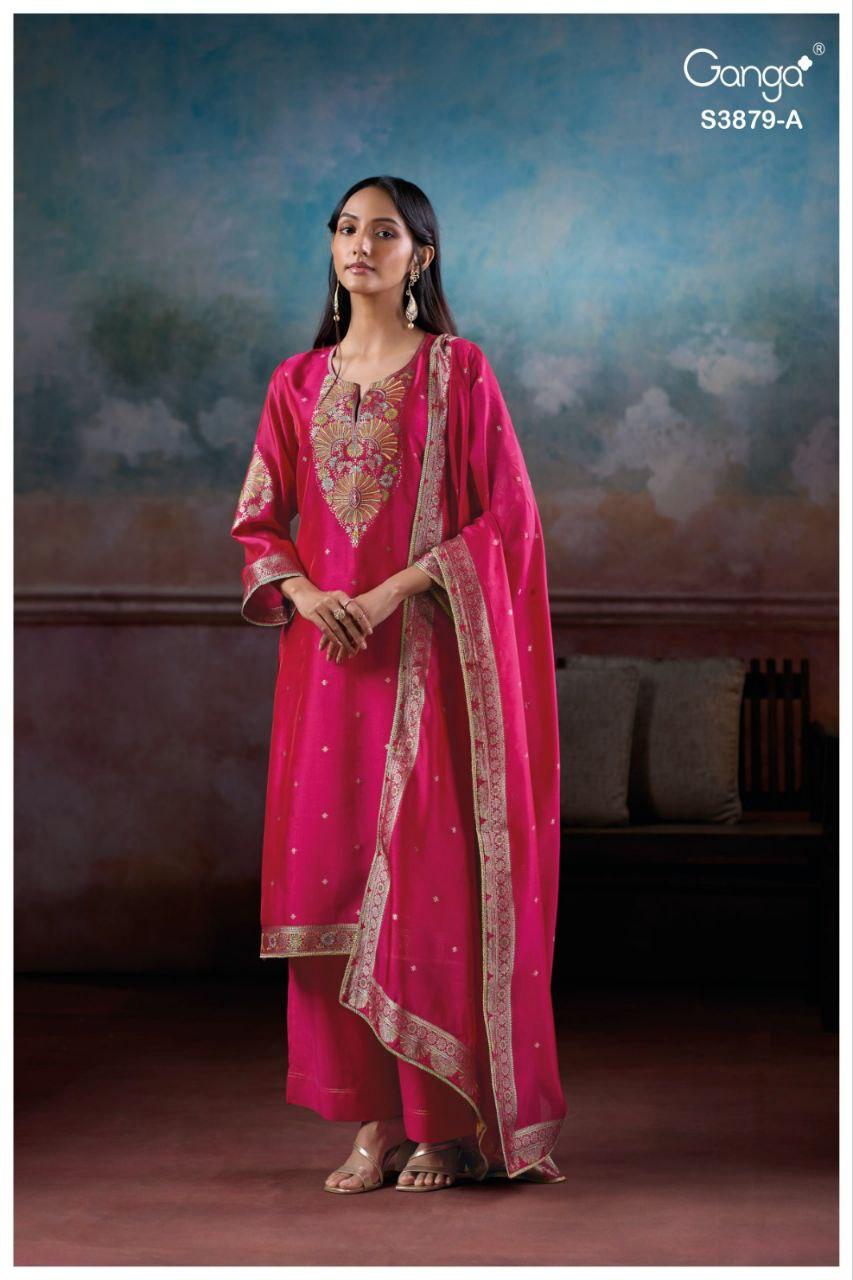 Ganga Avry 3879 Viscose Silk Embroidery Work Salwar Suit - Image 3