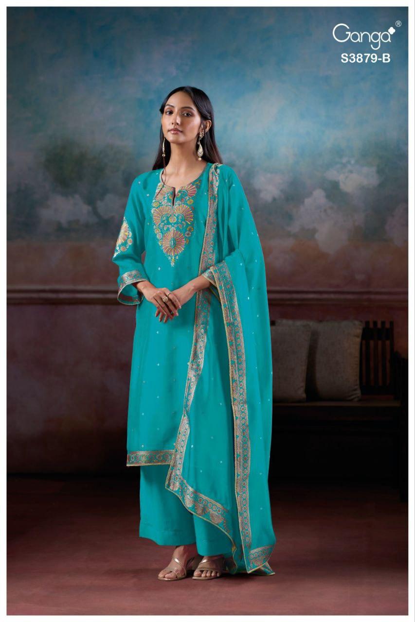 Ganga Avry 3879 Viscose Silk Embroidery Work Salwar Suit - Image 2