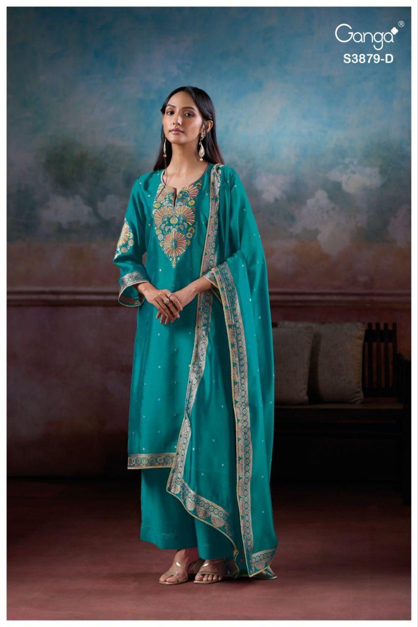 Ganga Avry 3879 Viscose Silk Embroidery Work Salwar Suit - Image 9