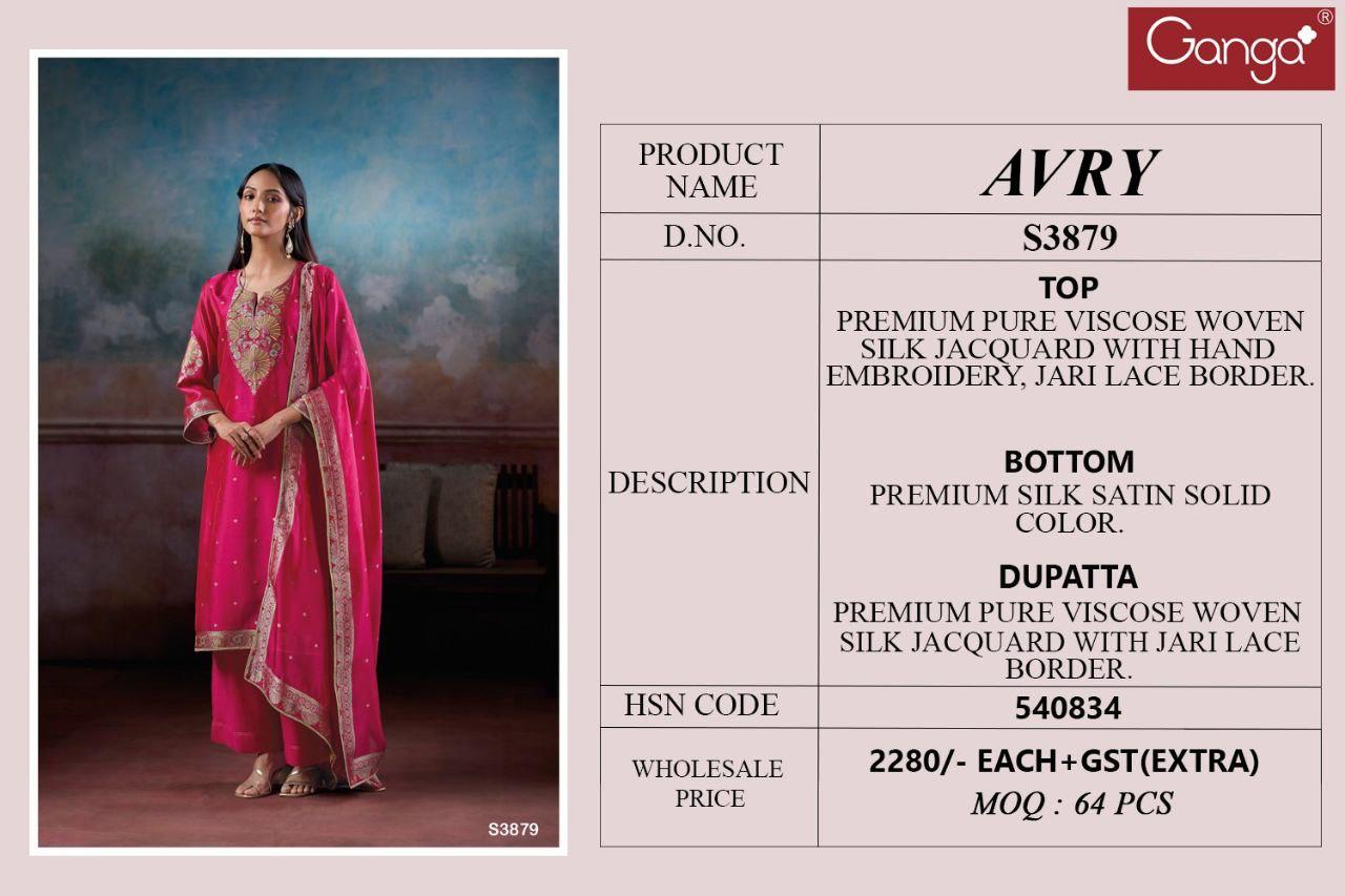 Ganga Avry 3879 Viscose Silk Embroidery Work Salwar Suit - Image 6