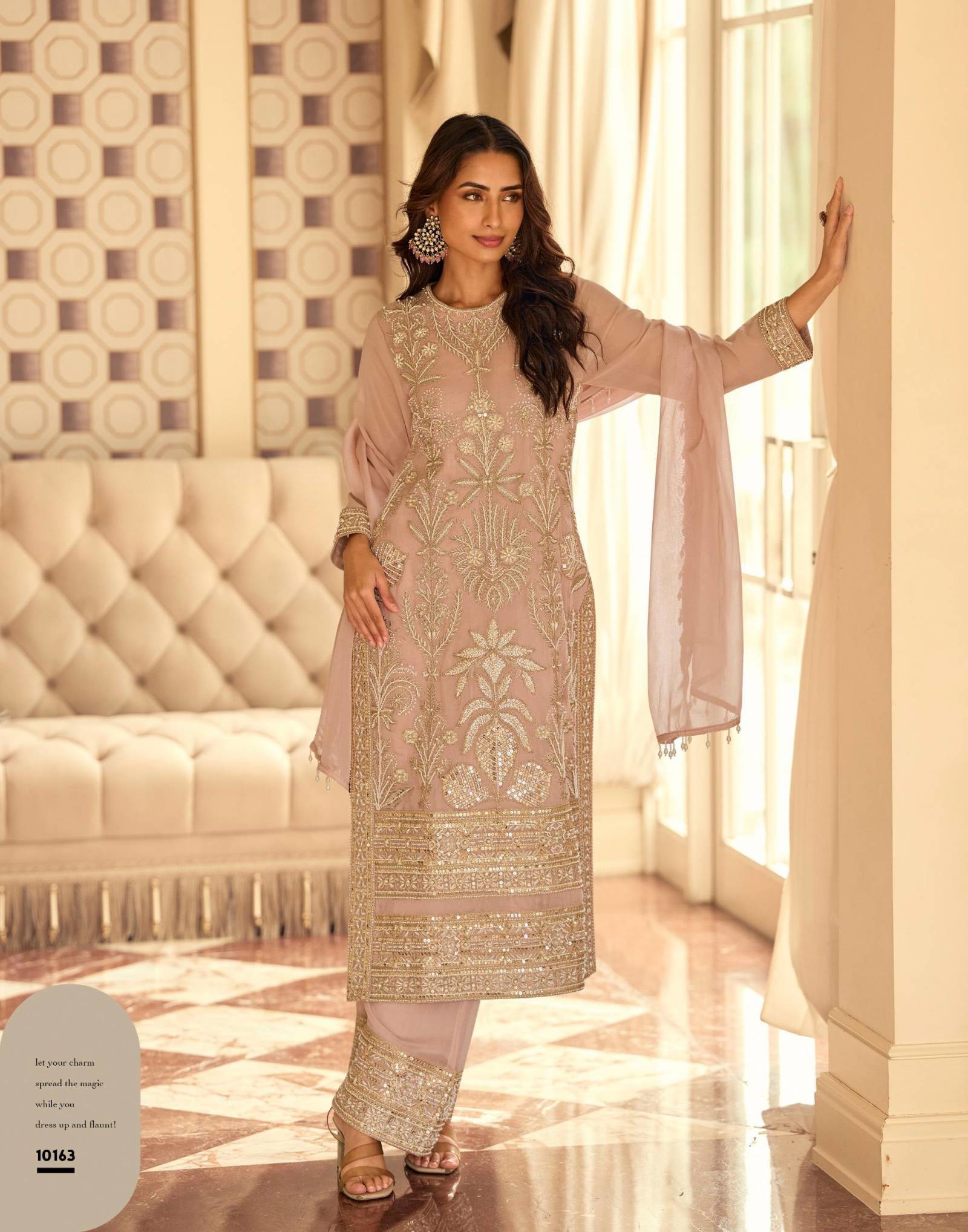 Sayuri Rishta Georgette Embroidered Work Top Plazzo And Dupatta