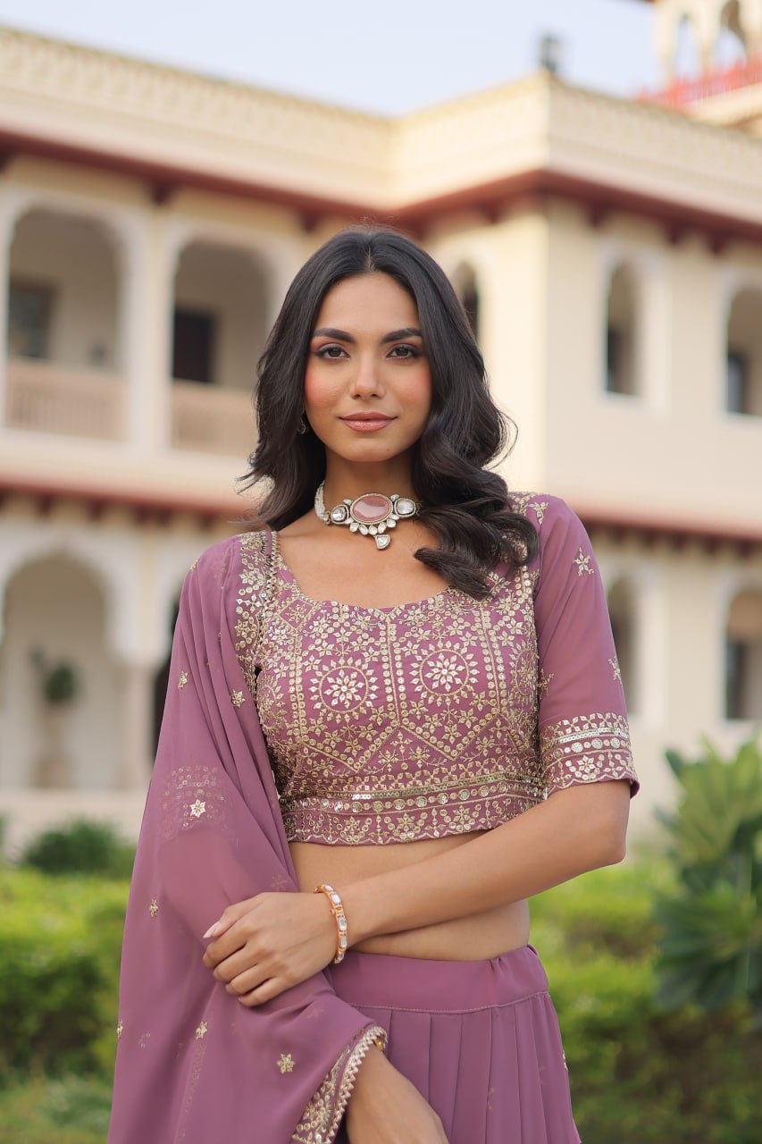 Lw 7148 Designer Faux Georgette Embroidered Lehenga Choli - Image 4