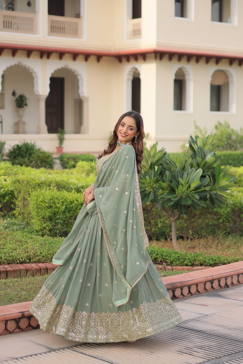 Lw 7148 Designer Faux Georgette Embroidered Lehenga Choli - Image 2