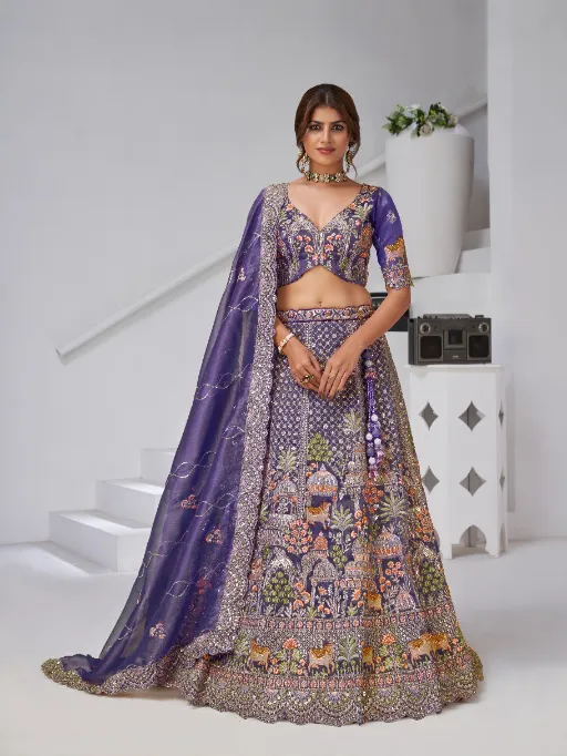 KF-2170 Series Geoegette Tissue Silk Bridal Lehenga Choli