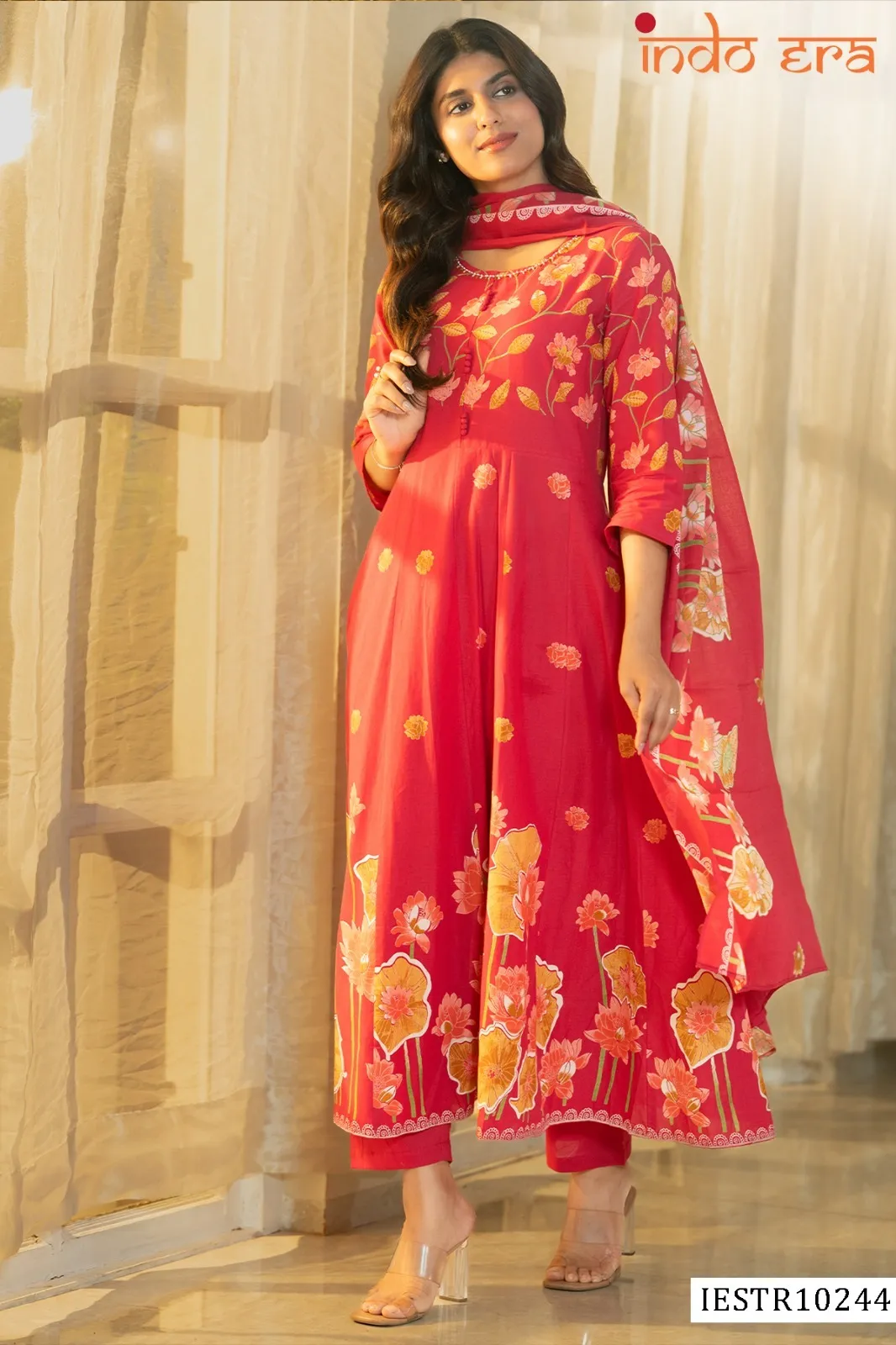 Indo Era 2586 Pure Cotton Floral Printed Kurti Set - Image 6