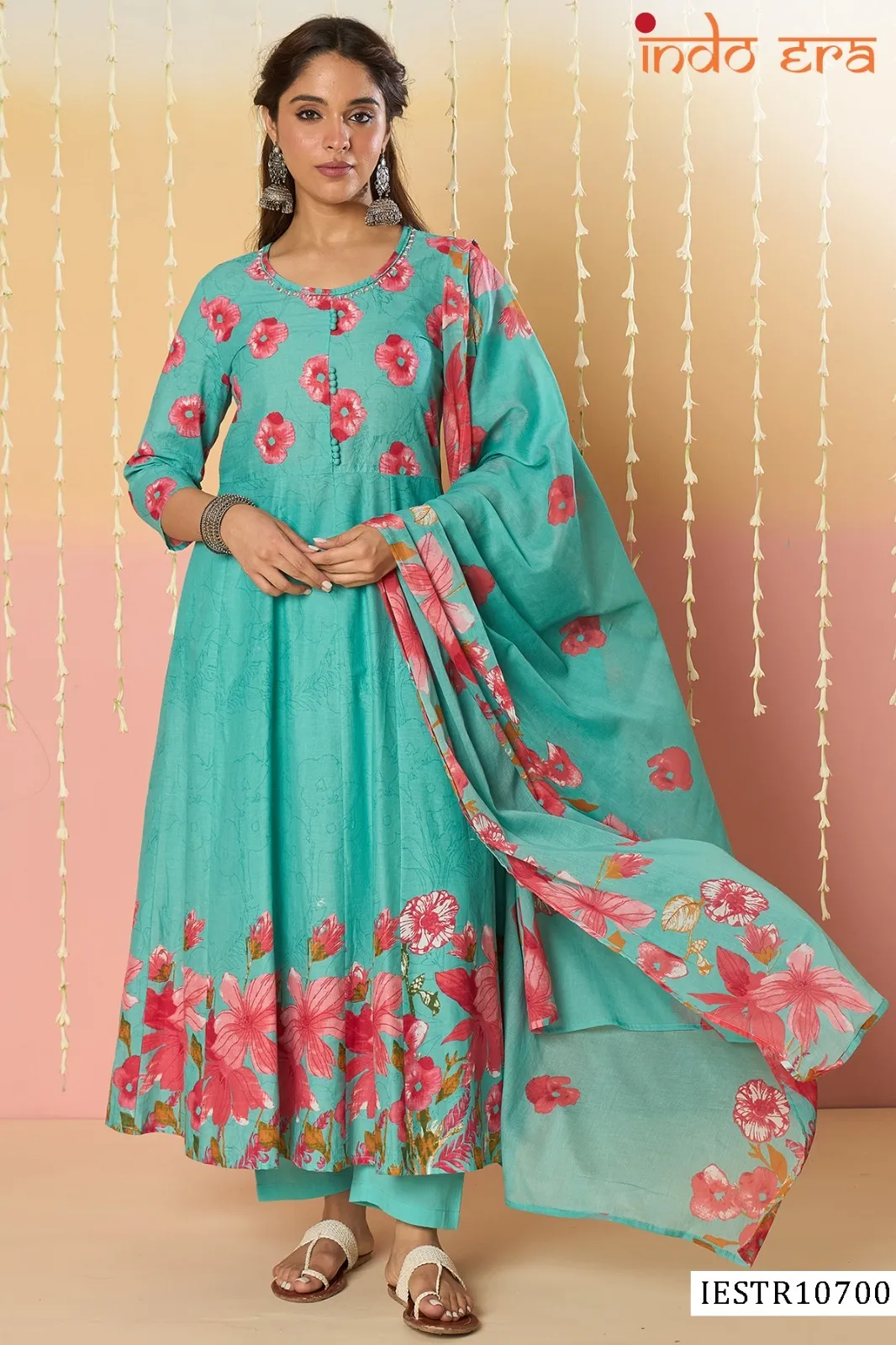 Indo Era 2586 Pure Cotton Floral Printed Kurti Set - Image 8