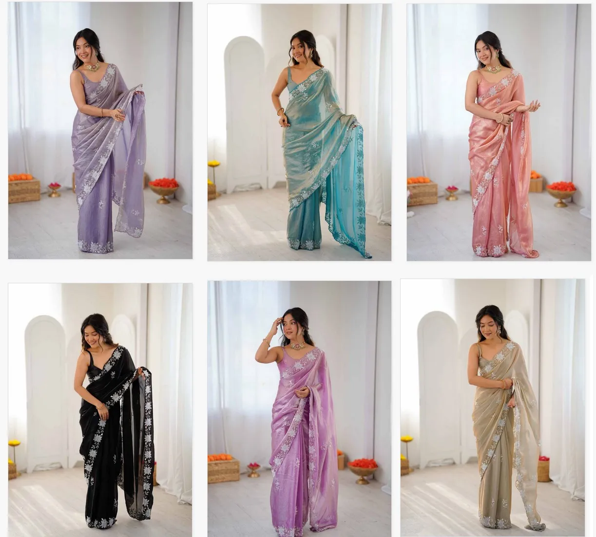 Kc 913 Fendy Satin Silk Cutdana Work Designer Saree Collection - Image 5