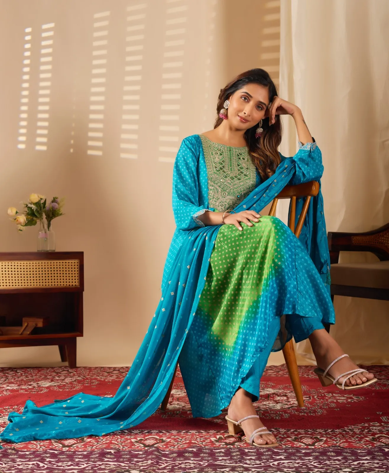 Kiyasajni 01 Chinon Printed Embroidery Kurti Pant And Dupatta Set - Image 2