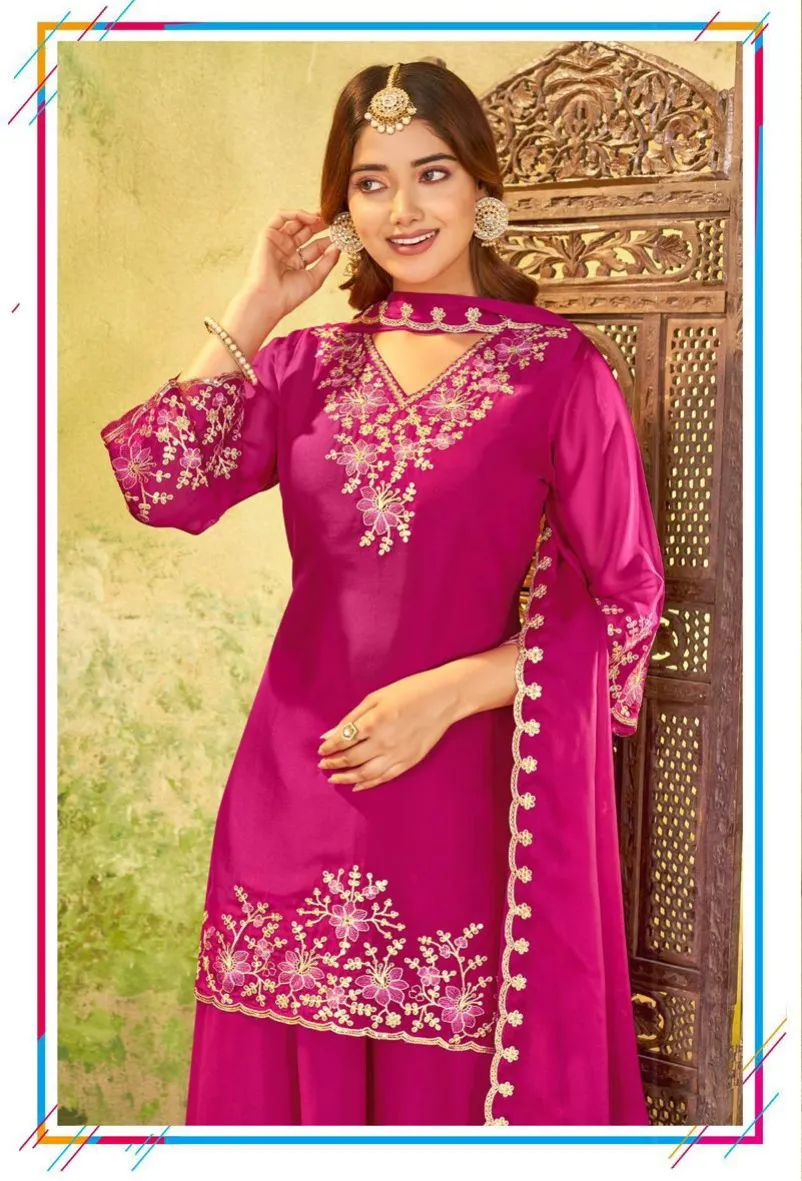 Ladies Flavour 3298 To 3301 Rangoli Gerogette Work Top Bottom And Dupatta