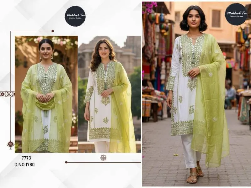 Mehboob Tex 1775 And 1780 Rayon Embroidery Pakistani Salwar Kameez - Image 2