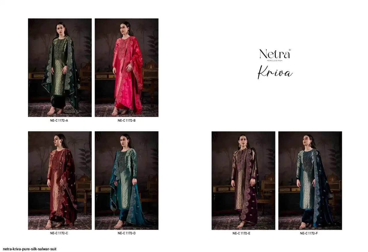 Netra Kriva Premium Pure Silk Embroidered Salwar Suit - Image 6