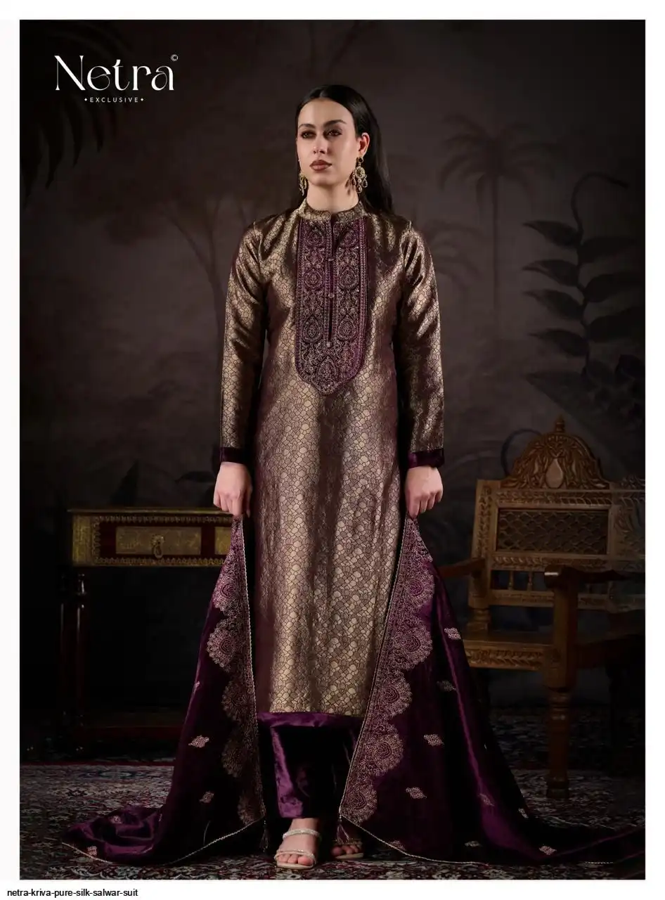 Netra Kriva Premium Pure Silk Embroidered Salwar Suit