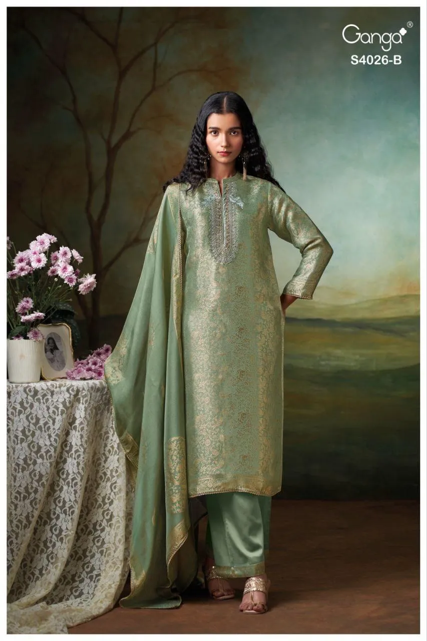 Ganga Amirae 4026 Bemberg Silk Embroidery Salwar Kameez