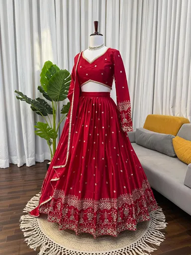 QRC-384 Premium Japan Satin Lehenga Choli Set