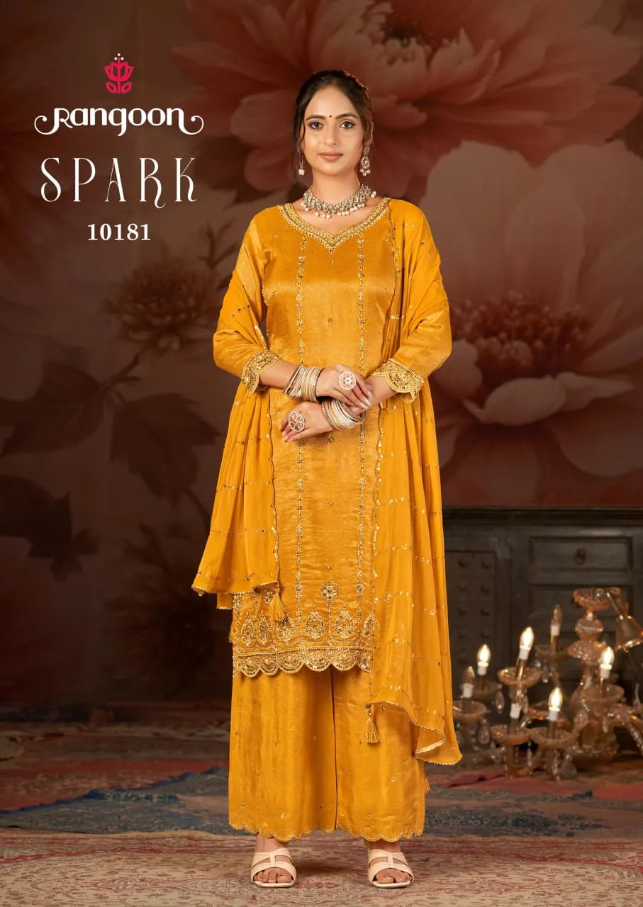 Rangoon Spark Viscose Simmer Fancy Work Designer Salwar Kameez - Image 4