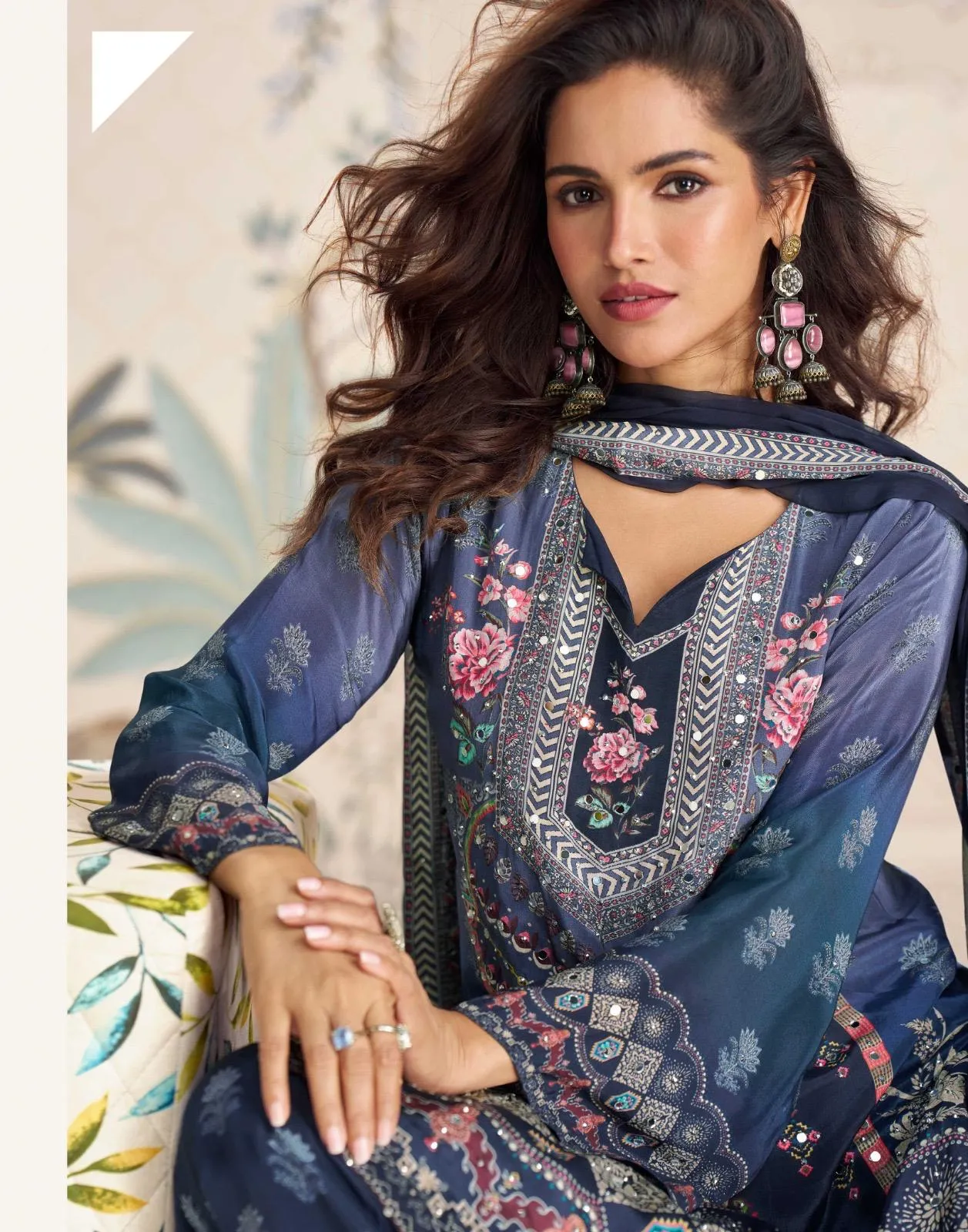 Sayuri Kirti Crep Silk Mirror Work Designer Salwar Kameez