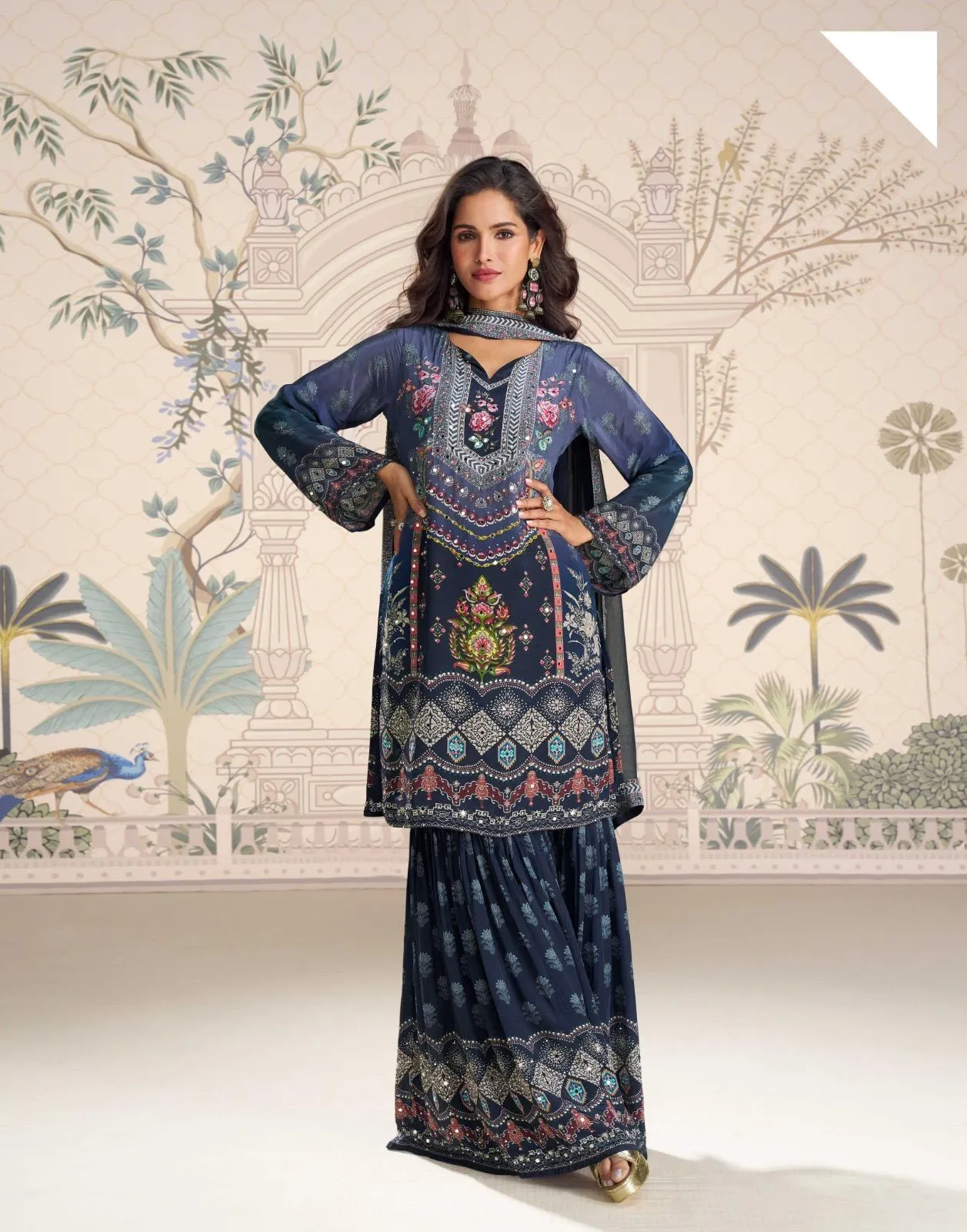 Sayuri Kirti Crep Silk Mirror Work Designer Salwar Kameez - Image 2
