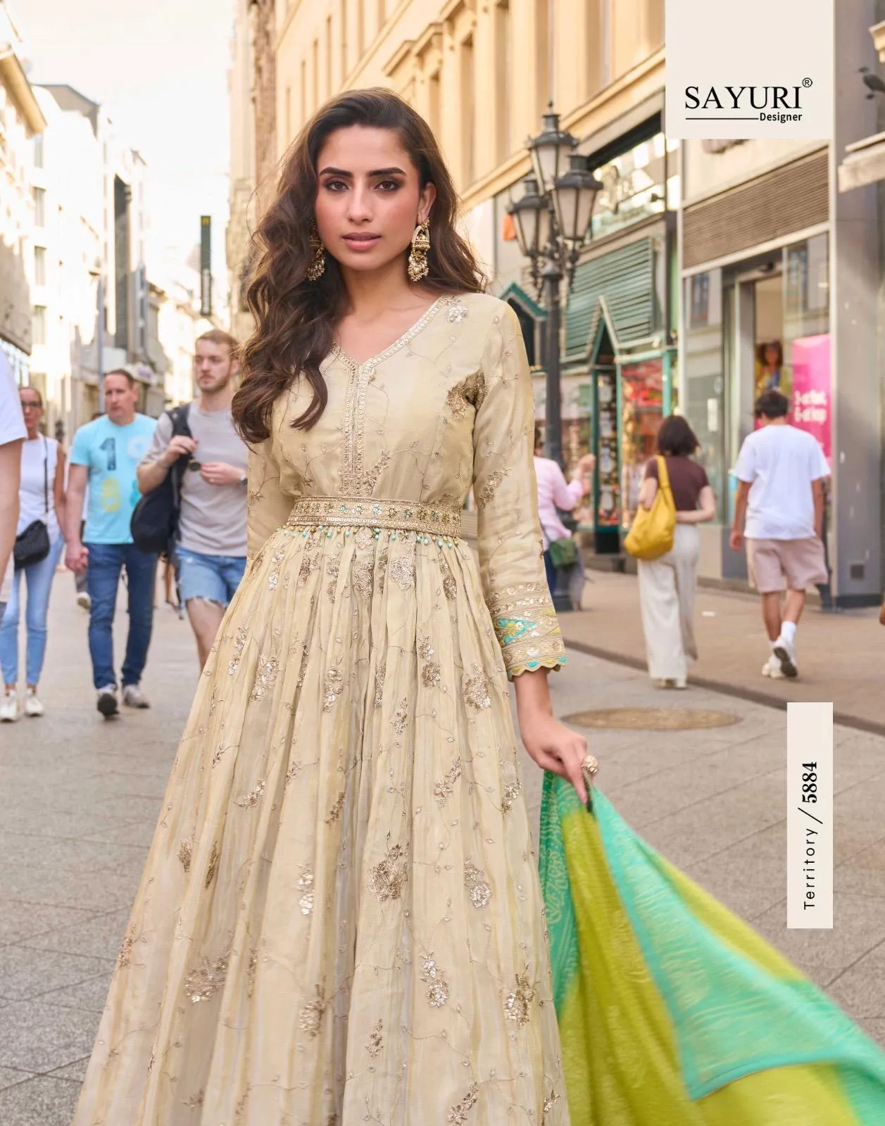 Sayuri Noorjaha Simar Silk Embroidered Work Designer Gown And Dupatta - Image 7