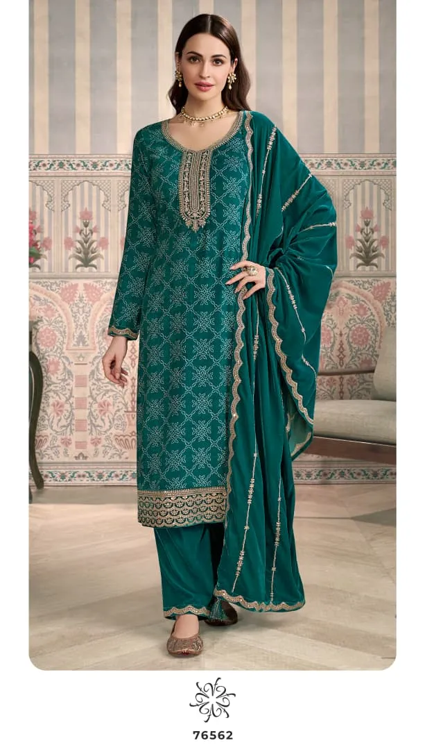 Vinay Kuleesh Mrinal Digital Printed Velvet Work Salwar Suit - Image 4